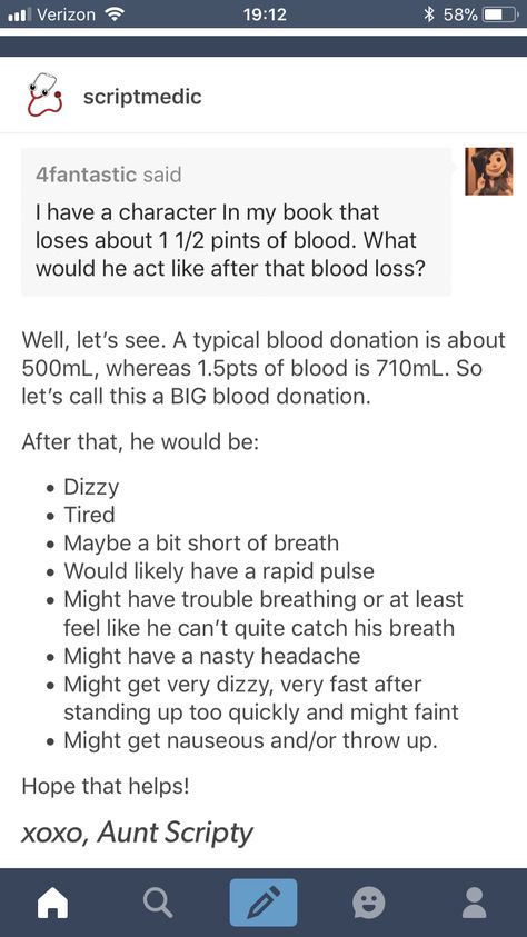 Whump Prompts Faint, How Much Blood Can You Lose Writing, Vampire Character Art, Donating Blood, Writing Memes, Writing Things, Writing Boards, Medical Doctor, Writing Characters