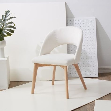 SAFAVIEH Couture Rowland Linen Dining Chair - 23 in. W x 22 in. D x 32 in. H - On Sale - Bed Bath & Beyond - 36978120 Linen Dining Chairs, Spindle Dining Chair, Cane Dining Chair, Chair White, Modern Chair, Curved Back, Sleek Style, Upholstered Fabric, Dining Room Bar