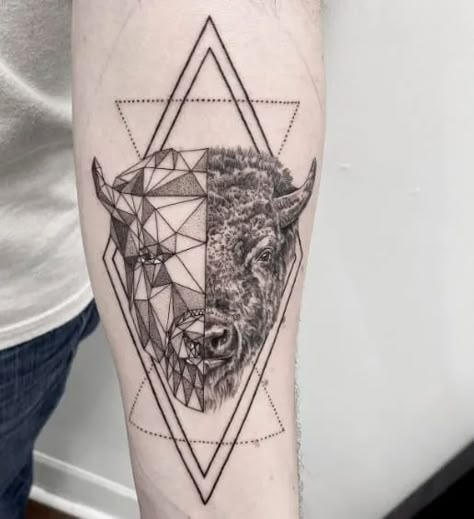 Skull Finger Tattoos, Skull Thigh Tattoos, Animal Lover Tattoo, Bison Tattoo, Buffalo Tattoo, Tattoo Fixes, Storm Tattoo, Bible Tattoos, Cow Tattoo