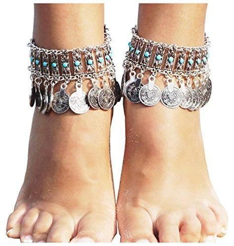 Yoga Accessories Gift Ideas, Coin Anklet, Anklets Online, Cute Anklets, Diy Sandals, Beautiful Anklet, Ankle Jewelry, Estilo Hippie, Ankle Chain