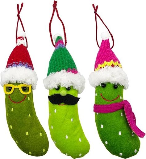 Amazon.com: 3 pcs Pack Felt Pickle Christmas Tree Ornaments : Home & Kitchen Felt Pickle, Christmas Pickle Ornament, One Is Fun, Woody Birthday, Pickle Ornament, Easy Ornaments, Christmas Pickle, Felt Craft Projects, Felt Ornaments Patterns