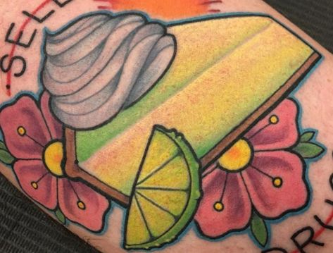 Pie Tattoo, Food Tattoo, Food Tattoos, Girly Tattoos, Lime Pie, Key Lime Pie, Mom Tattoos, Anime Tattoos, Old School Tattoo