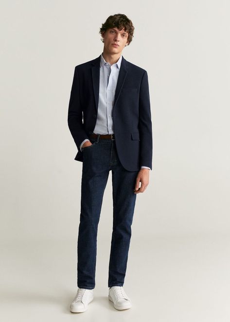 Blue Blazer Outfit Men Casual, Smart Casual Blue, Navy Blue Blazer Outfit, Blue Blazer Outfit Men, Navy Blazer Outfits, Suits And Sneakers, Blazers For Men Casual, Blazer Outfits Men, Smart Casual Menswear