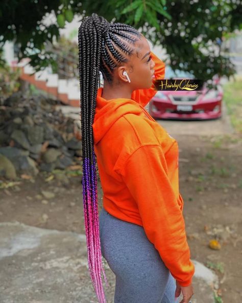 Ombre Feed In Braids, Feed In Braids Cornrows, Baddie Braids, Ombre Braids, Cornrow Styles, Feed In Braids, Braids Cornrows, Body Tips, Ombre Braid