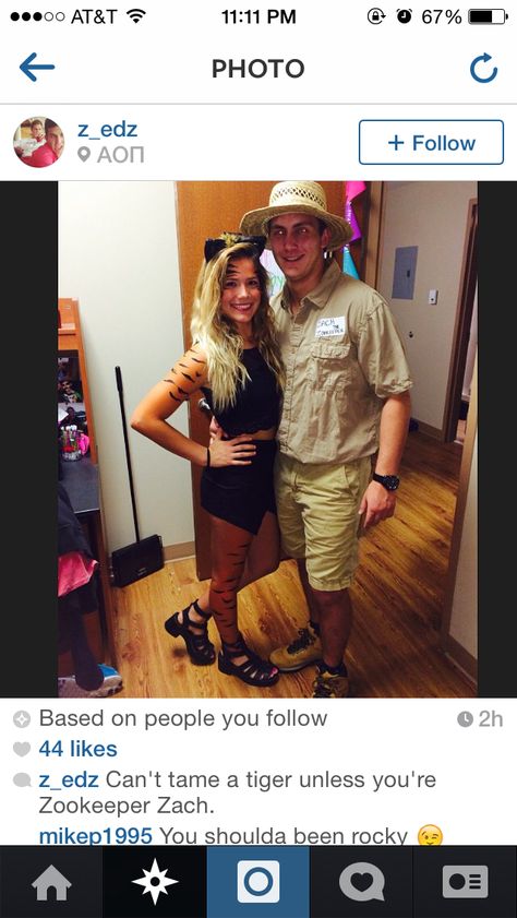 Leopard And Zoo Keeper Costume, Diy Zoo Keeper Costume, Zoo Keeper Costume, Animal Costumes Diy, Creepy Candles, Animal Halloween Costumes, Tiger Costume, Homecoming Week, Zoo Keeper