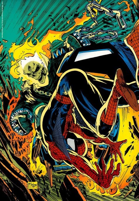 Spider-Man vs Ghost Rider – Todd McFarlane Rogue Comics, Venom Spiderman, Marvel Tattoos, Todd Mcfarlane, Book Artwork, Comic Book Artwork, Art Study, Man Art, Spiderman Comic