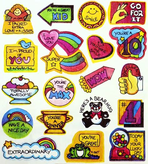 80s Stickers, 90s Stickers, Childhood Aesthetic, Notebook Doodles, Friendship Symbols, Ace Of Hearts, Teacher Stickers, Notebook Stickers, Puffy Stickers