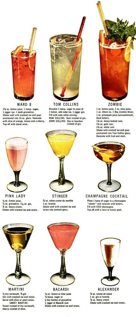 Alcoholic Drink Recipes, Ward 8, Easy Alcoholic Drinks, Vintage Cocktails, Cocktail Martini, Alcholic Drinks, Classic Cocktail Recipes, Tom Collins, Alcoholic Drink