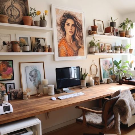 20 Good Looking Floating Shelf Ideas – Rhythm of the Home Office Floating Shelf Above Desk, Wall Over Desk Ideas, Picture Ledge Office Ideas, Floating Shelves Long Wall, Floating Bookshelves Above Desk, Shelving Over Desk, Desk With Shelf Above, Desk Wall Decor Ideas, Frame Shelf Ideas