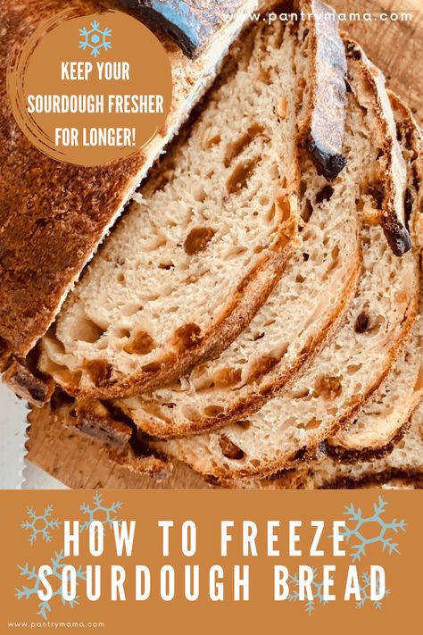 Here's your go to guide for how to freeze sourdough bread + instructions for refreshing frozen sourdough. Including information on how to freeze a whole loaf of sourdough, as well as freezing sliced sourdough bread. #sourdoughbread #sourdoughtips Freeze Sourdough Bread, Freezing Sourdough Bread, How To Freeze Sourdough Starter, How To Freeze Sourdough Bread, Can You Freeze Sourdough Bread Dough, How To Revive Frozen Sourdough Starter, Sour Dough Bread Starter Recipe, Reviving Sourdough Starter From Fridge, Easy Sourdough Bread Recipe