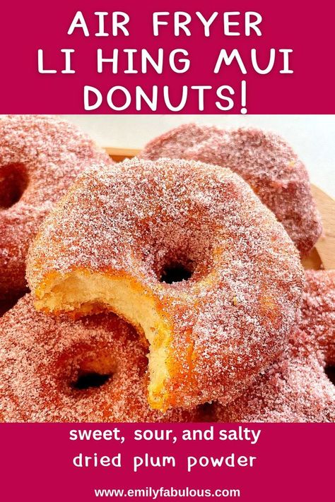 donuts with li hing mui powder and sugar coating Emily Cook, Baking Recipes Cake, Li Hing Mui, Oh What A Beautiful Morning, Air Fryer Donuts, Desserts Dips, Donut Calories, Small Air Fryer, Craft Cocktail Recipe