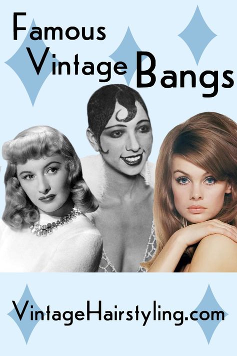 50s Hairstyles Bangs, 1930s Hair With Bangs, 1940s Hair With Bangs, Vintage Updo With Bangs, 1930s Bangs, 1920s Hair With Bangs, Bettie Page Bangs, Vintage Bangs Hairstyles, 1940s Bangs