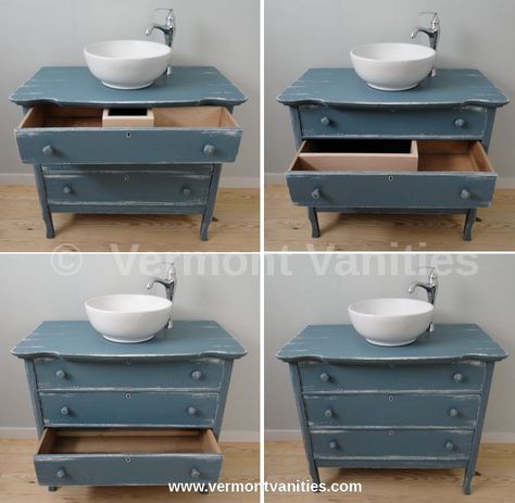 Trailer Redo, Beautiful Bathroom Vanity, Antique Bathroom Vanity, Diy Bathroom Vanity, Wood Bathroom Vanity, Diy Vanity, Vanity Bathroom, Trendy Bathroom, Bathroom Redo