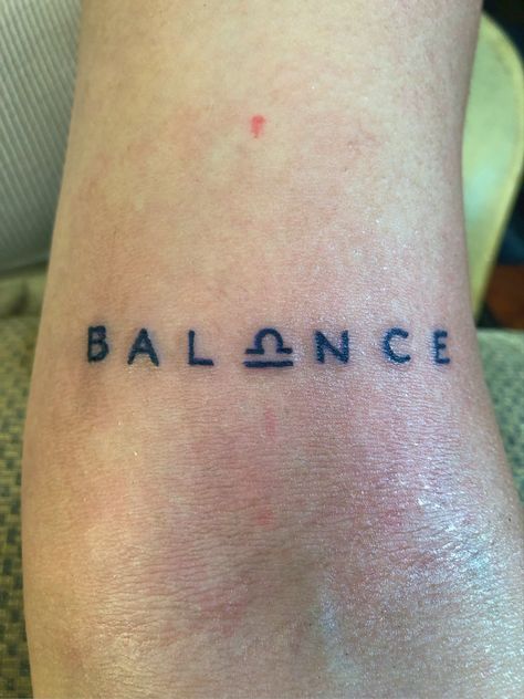 Balance Tattoo Minimalist Word, The Word Balance Tattoo, Libra And Pices Tattoo, Balance Neck Tattoo, No Ego Tattoo, Libra Tattoo On Finger, Balance Libra Tattoo, Libra Rising Tattoo, Women Libra Tattoo