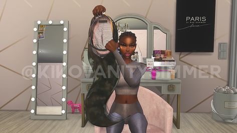 Sims 4 Wig Stand, Kiko Vanity Sims 4, Kiko Vanity Sims 4 Cc, Kiko Vanity, Black Simmer, Sims 4 Nails, Sims 4 Couple Poses, Sims Poses, Sims 4 Cc Eyes