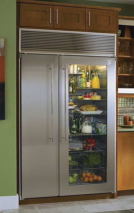 vignette design: Tuesday Inspiration: Glass Front Refrigerators Glass Front Refrigerator, Glass Door Fridge, Glass Door Refrigerator, Glass Fridge, Glass Refrigerator, Outdoor Kitchen Appliances, Refrigerator Freezer, Kid Spaces, Kitchen Pantry