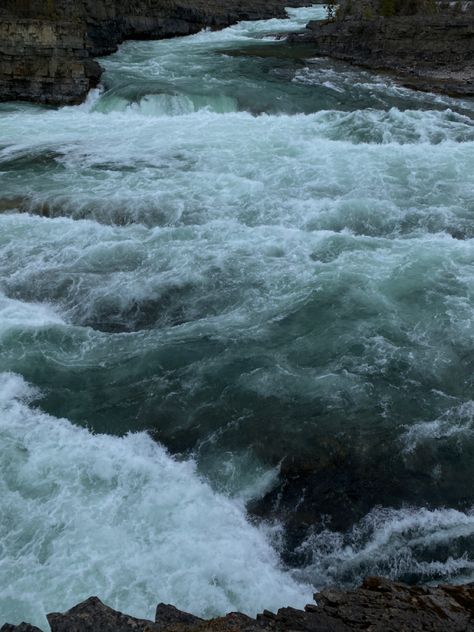 Overcast day at waterfalls and rapids. Gloomy mood always. Dark water colors. @madysenlewis photo. Dark Lagoon Aesthetic, Dark Waters Aesthetic, Deep Water Aesthetic, Stormy Water Aesthetic, Waterfall Dark Aesthetic, Natural Beauty, Water, Color