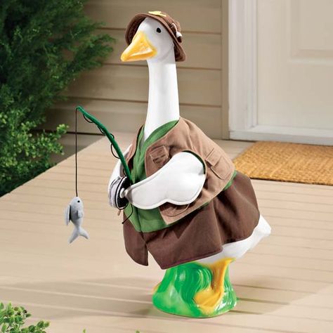 Fisherman Goose Outfit - Lawn Goose Outfits - Miles Kimball Goose Outfits, Garden Goose Outfits, Crochet Goose Outfits, Lawn Goose Clothes, Goose Costume, Porch Goose, Duck Costumes, Goose Clothes, What The Duck