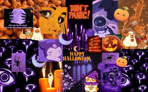 Aesthetic Halloween Wallpaper Laptop, Halloween Desktop Wallpaper, Halloween Wallpaper Cute, 4k Wallpapers For Pc, Laptop Backgrounds, Aesthetic Halloween, Wallpaper Laptop, Neon Aesthetic, Purple And Orange