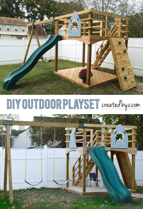 Diy Outdoor Play, Outdoor Play Set, Patio Chico, Swing Set Plans, Swing Set Diy, Backyard Playset, Outdoor Playset, Diy Swing, Kids Backyard