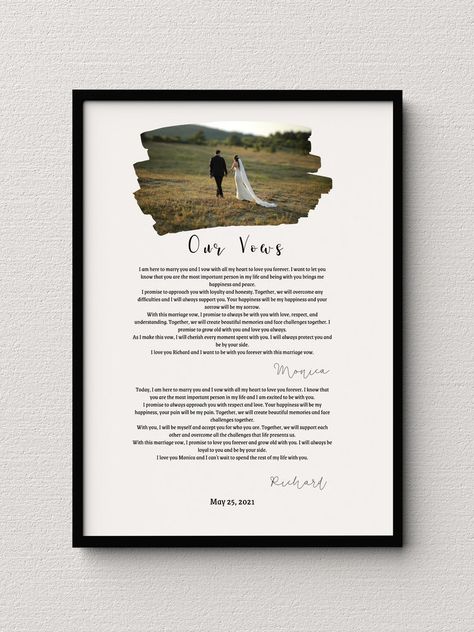 Marriage Vows, With All My Heart, Marry You, Love You Forever, Custom Wedding, Valencia, Photo Frame, Knowing You, Love You