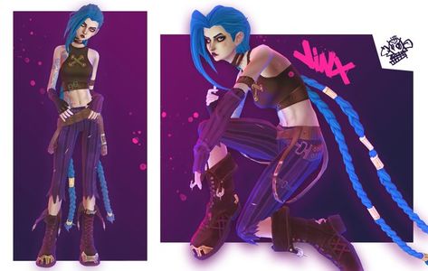 The Sims 4 CC Arcane League of Legends Jinx by mucammo Sims 4 Jinx Cc, Jinx Sims 4 Cc, Arcane Sims 4 Cc, Cc Cosplay, Ts4 Clothes, Los Sims 4 Mods, Sims Poses, Jinx Cosplay, Arcane Jinx