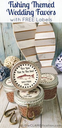 Fishing Themed Wedding, Bridal Shower Favors Cheap, Unusual Wedding Favours, Cajun Spice, Wedding Favor Table, Fishing Wedding, Creative Wedding Favors, Inexpensive Wedding Favors, Isla Fisher