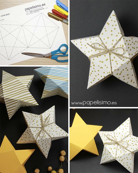 40+ Gift Packaging Designs for Your Inspiration - Hongkiat Origami Kutu, Gift Packaging Design, Gift Box Design, Folded Paper, Gift Box Template, Origami Box, 40th Gifts, Diy Gift Box, Paper Stars