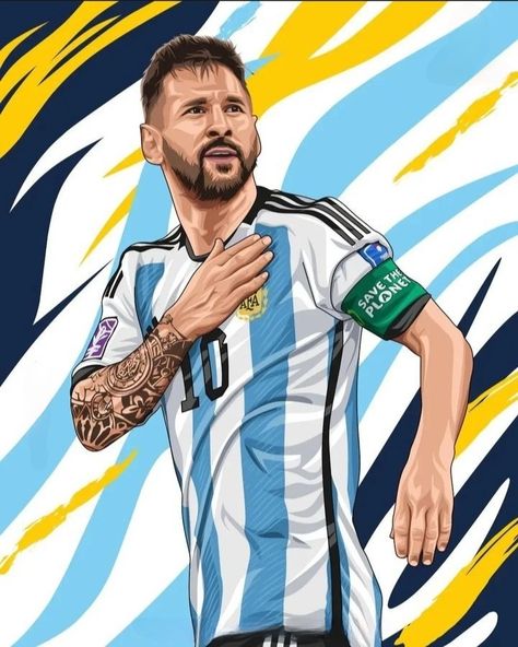 Messi Illustration Art, Messi Illustration, Messi Neymar Mbappe, Messi And Ronaldo Wallpaper, Kids Playing Football, Messi Art, Neymar Mbappe, Soccer Artwork, Messi Pictures