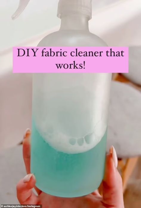 Diy Fabric Cleaner, Cleaning Fabric Chairs, Diy Furniture Spray, Homemade Upholstery Cleaner, Diy Upholstery Cleaner, Fabric Cleaner, Diy Furniture Upholstery, Cleaning Fabric, Homemade Furniture