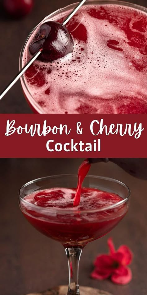 Red Whiskey Cocktails, Cherry Whiskey Cocktail, Spicy Bourbon Cocktail, Cherry Schnapps Drinks, Bourbon Cherry Smash, Cherry Liquor Cocktails, Cherry Syrup For Drinks, Bourbon Cherry Cocktail, Dried Fruit For Cocktails