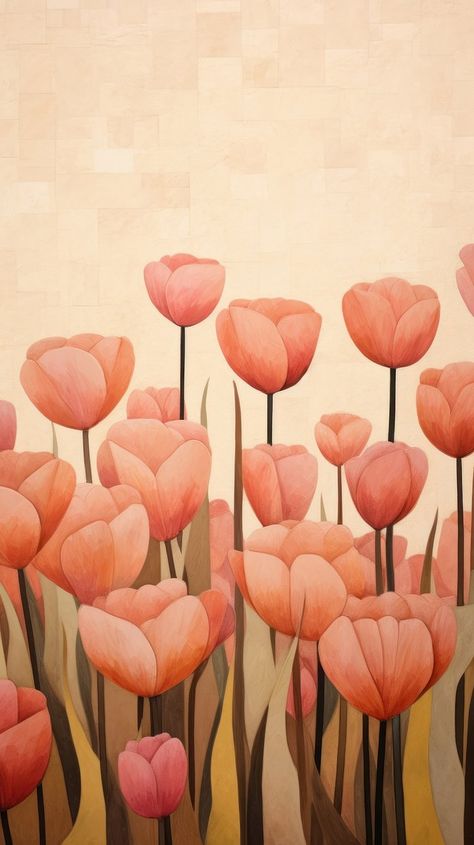 Tulip garden art painting pattern. | Free Photo Illustration - rawpixel Wallpaper Aesthetic Tulips, Garden Art Painting, Tulips Illustration, Tulip Garden Painting, Aesthetic Tulips, Abstract Aesthetic, Tulip Garden, Tulips Art, Tulip Painting