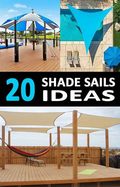 20 Shade Sail Installation Ideas Sun Sails Patio Ideas, Sail Shade Ideas Backyards, Shade Sail Ideas, Patio Sails, Shade Sail Installation, Deck Shade, Patio Images, Sun Sails, Triangle Shade Sail