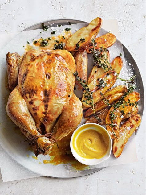 Hot English Mustard Roast Chicken | Donna Hay English Mustard, Grilled Potato Salad, Donna Hay Recipes, Slow Cooked Chicken, Sour Cream Recipes, Donna Hay, Mustard Chicken, Roast Chicken Recipes, Quick And Easy Dinner