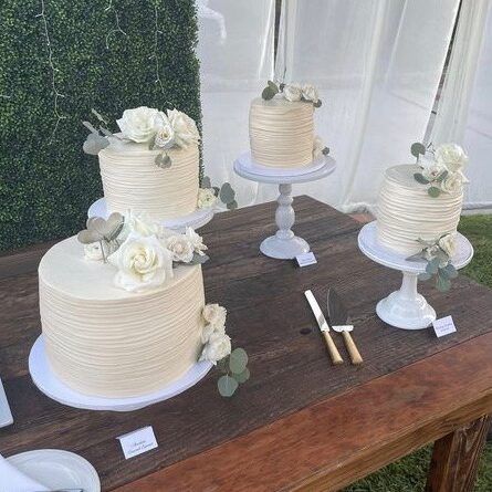 Separated Tier Wedding Cake, Wedding Cake Tiers Separate, Separated Wedding Cakes, Wedding Cakes Separate Tiers, Single Tier Wedding Cake Display, Separate Wedding Cakes, Wedding Cakes Single Tier, Dessert Catering, Wedding Cake Display