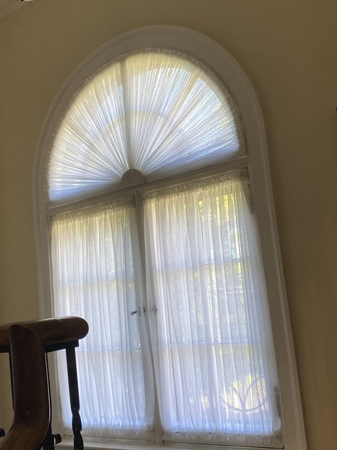 Curtain For Round Window, Half Circle Window Covering Ideas, Half Circle Window Covering, Half Circle Window, Window Covering Ideas, Circle Window, Round Windows, Countryside Home, Round Window