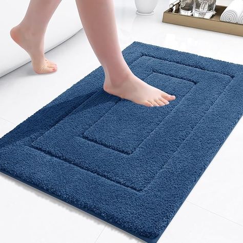 Amazon.com: Buganda Bathroom Rugs, 24" x 16", Soft and Absorbent Microfiber Bath Rugs, Non-Slip Shaggy Bath Carpet, Machine Wash Dry Bath Mats for Bathroom Floor, Tub and Shower, Navy : Home & Kitchen Floor Tub, Bath Mats Bathroom, Tub And Shower, Bath Or Shower, Elegant Bathroom, Bathroom Floor, Bathroom Mats, Bath Mats, Bathroom Flooring