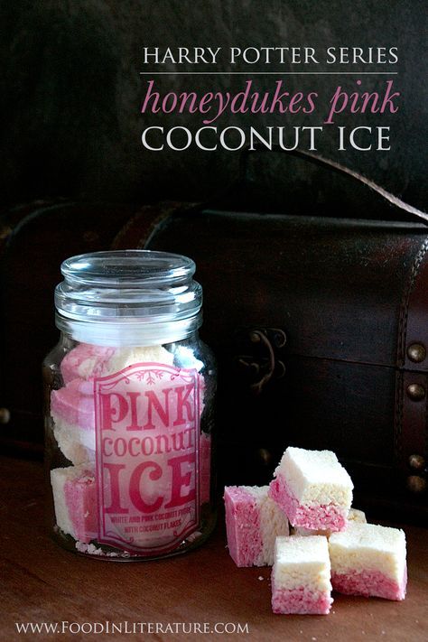 Harry Potter Honeydukes Pink Coconut Ice recipe | No bake and super simple recipe that is perfect for a quick Harry Potter party dish Coconut Ice Recipe, Harry Potter Honeydukes, Harry Potter Treats, Ice Recipe, Geek Food, Coconut Ice, Harry Potter Food, Festa Harry Potter, Harry Potter Birthday Party