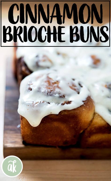 Overnight (or not!) brioche cinnamon buns ... my favorite! Kids rave! Adults go wild. These can be made one day, stuck in the fridge, and baked the following morning (such a fun treat to wake up to!) or made entirely the same day. Nothing like a homemade cinnamon roll! And is there anything better than cream cheese icing? #overnight #brioche #cinnamon #buns #breakfast #brunch #holiday #baking #christmas Overnight Brioche, Cinnamon Brioche, Tea Breads, Homemade Cinnamon Roll, Cinnamon Bun Recipe, Winter Favorites, Holiday Baking Christmas, Brioche Recipe, Baking Christmas