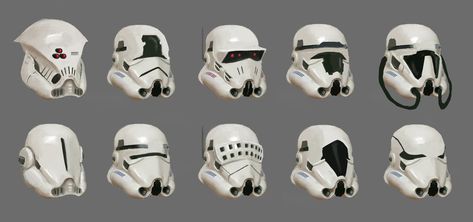 ArtStation - Stormtrooper's Helmet Designs, Hung Bui Star Wars Helmets, Star Wars Clones, Star Wars Helmet, Helmet Designs, Helmet Concept, Stormtrooper Helmet, Star Wars Trooper, Dark Vador, Star Wars Design