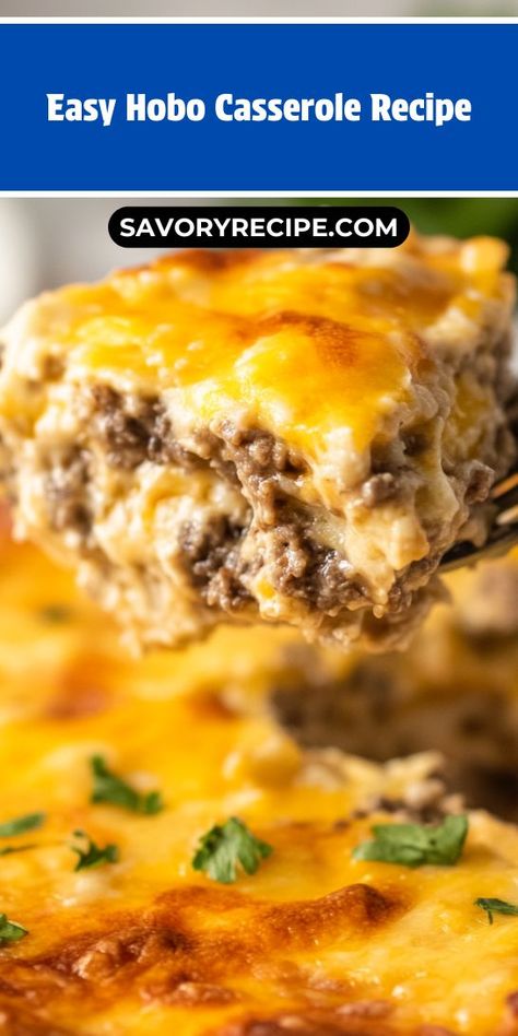 Looking for a hearty and delicious meal that’s easy to prepare? This Easy Hobo Casserole Recipe is a perfect choice for busy weeknights! Packed with flavors and ground beef, it's a family favorite. Save this recipe to your board for a quick dinner solution anytime you need! Hobo Casserole, Ground Beef Potatoes, Hobo Dinners, Potatoes And Cheese, Recipe With Ground Beef, Beef Potatoes, Savory Recipe, Delicious Veggies, Easy Comfort Food