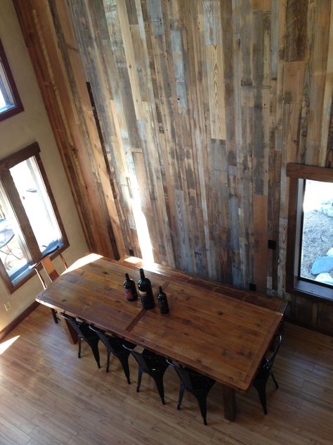 Barnwood table... Barnwood wall❤ Vertical Barnwood Wall, Rough Cut Lumber Walls, Vertical Wood Accent Wall, Vertical Wood Wall, Barnwood Walls, Live Edge Wall, Hardwood Floor Care, Barnwood Table, Barnwood Wall