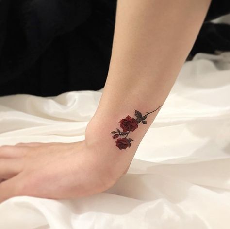 Adeline Tattoo, Colorful Rose Tattoos, Wrap Around Wrist Tattoos, Cute Matching Tattoos, Pink Rose Tattoos, Bookish Tattoos, Haunting Adeline, Small Rose Tattoo, Red Rose Tattoo