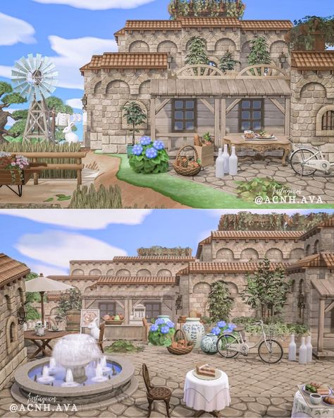 Animal Crossing Medieval Town, Acnh Building Design, Acnh European Citycore, Cottagecore Animal Crossing, Urban Island, Animal Crossing 3ds, Ac New Leaf, Animal Crossing Wild World, Theme Nature