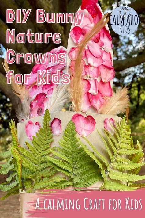 A lovely nature and mindful movement craft for kids. A simple eco friendly party or Easter craft! Eco Easter Bonnet, Different Types Of Rabbits, Bunny Nature, Eco Friendly Party, Eco Friendly Easter, Nature Crown, Easter Bonnets, Diy Bunny, Nature Party