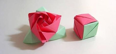 In the words of Gertrude Stein, a rose is a rose is a magic paper cube. And with this paper folder's guide, you'll learn how to make your very own magic rose cube from paper using the Japanese art of origami. This design by Jo Nakashima is great for Valentine's Day or any other day where a paper puzzle rose is needed. Video: . Origami Kutu, Origami Roses, Origami Leaves, Magic Rose, Origami Cube, Paper Cube, Tutorial Origami, Origami Ball, Origami Decoration