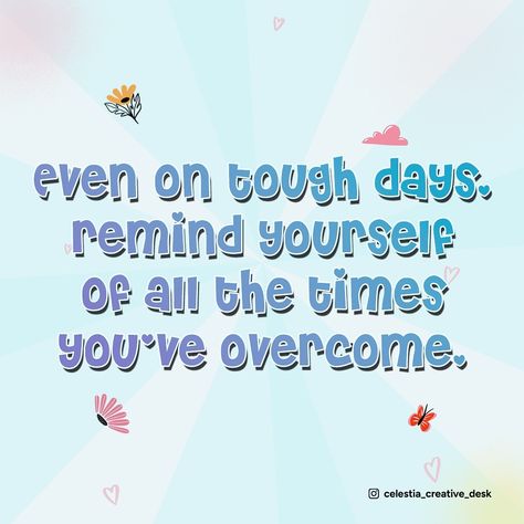 🌿 Even on tough days, remind yourself of all the times you’ve overcome. 🌿 Life isn’t always easy, and some days are harder than others. But remember, you’ve faced challenges before, and you’ve made it through. That same strength will carry you through today too. When things get tough, look back at your journey and be proud of how far you’ve come. You’ve got this! 💖 Need a little extra positivity? Follow @celestia_creative_desk for uplifting designs and digital products to keep you inspire... You Made It Through The Day, Some Days Are Harder Than Others, Tough Year Quotes, Creative Desk, Aesthetic Quote, Life Binder, You Ve Got This, Send To Friends, Hard Quotes