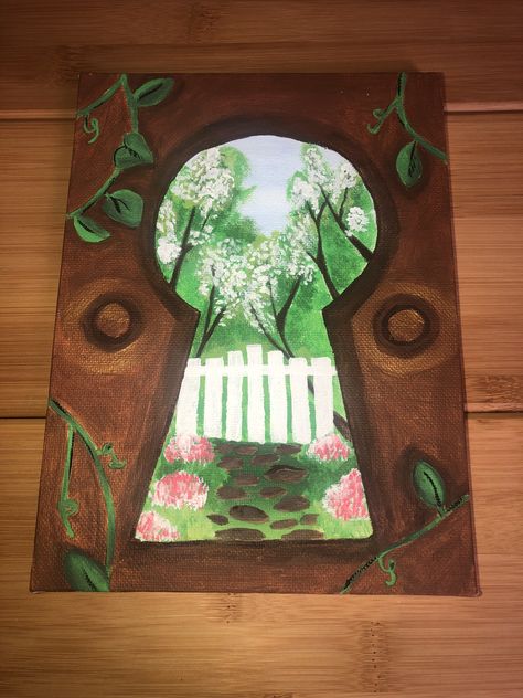 Key hole acrylic painting Keyhole Art, Helloween Wallpaper, Cute Easy Paintings, Simple Canvas Paintings, Easy Canvas Art, Cute Canvas Paintings, Canvas Painting Designs, Art Painting Gallery, Cute Paintings