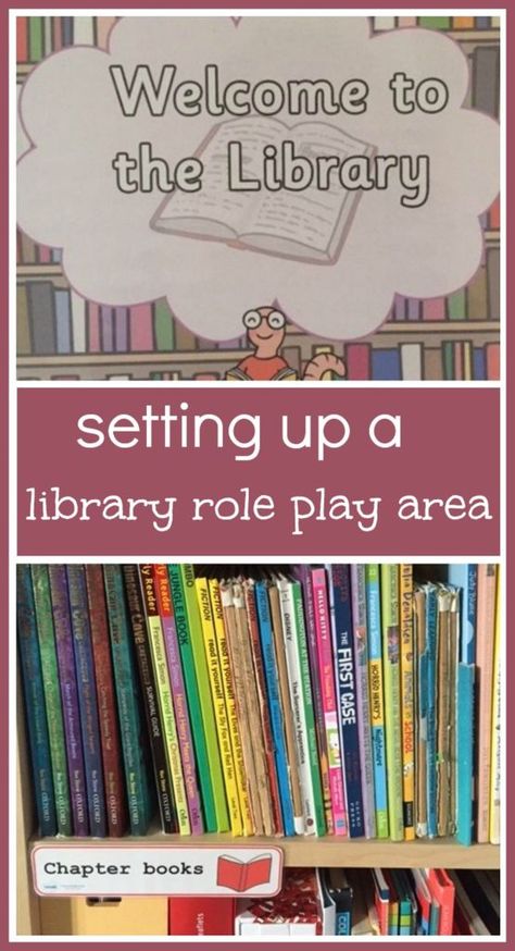 Setting up a library role play area using printables from Twinkl Resources Kindergarten Library, Role Play Areas, Community Workers, Dramatic Play Preschool, Dramatic Play, Childrens Crafts, Chapter Books, School Library, Media Center