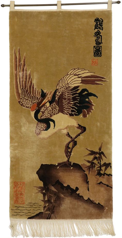 Chinese Tapestry, Crane Design, Chinese Rug, Mural Ideas, Chinese Mythology, Tapestry Art, Design District, Ancient Chinese, Antique Collection